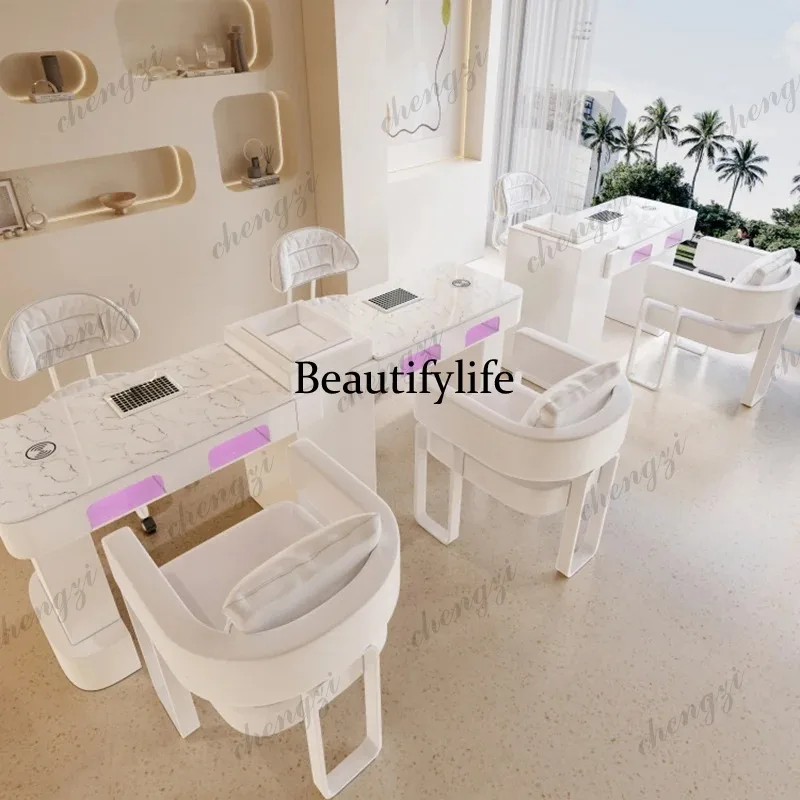 P182 Italian Minimalist Manicure Nail Table Light Colored Unique Beautiful Stylish Manicure Nail Table Premium Mesa Salon Furnit