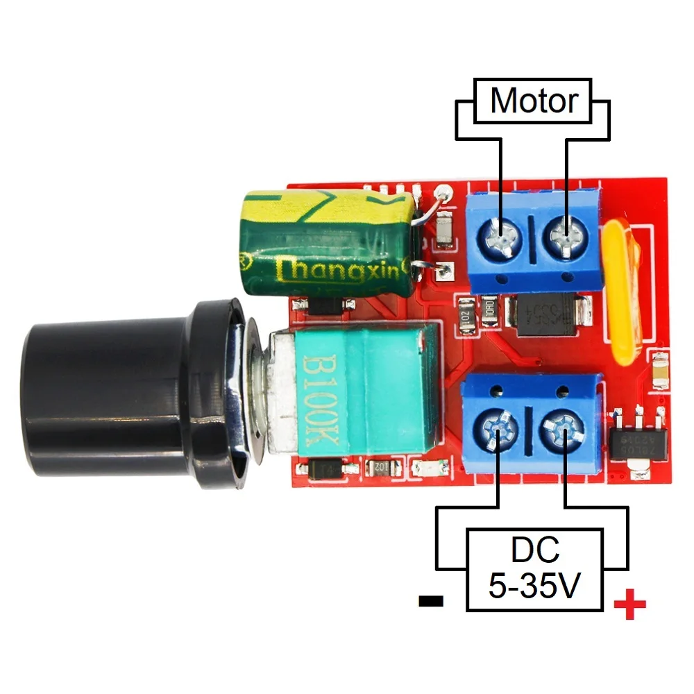 Mini DC-DC Motor 5A PWM Max 90W Speed Controller Module 3V 6V 12V 24V 35VDC Speed Regulator Adjustable Control Switch LED Dimmer