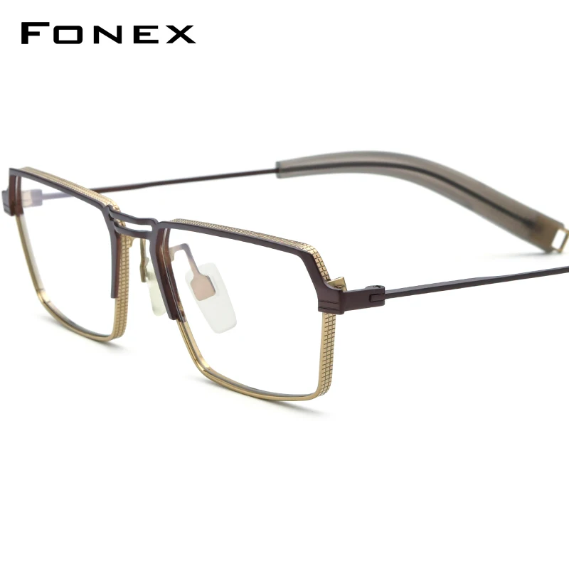 

FONEX Pure Titanium Eyeglasses Frame Men 2022 New Retro Vintage Square Glasses Eyewear DTX105