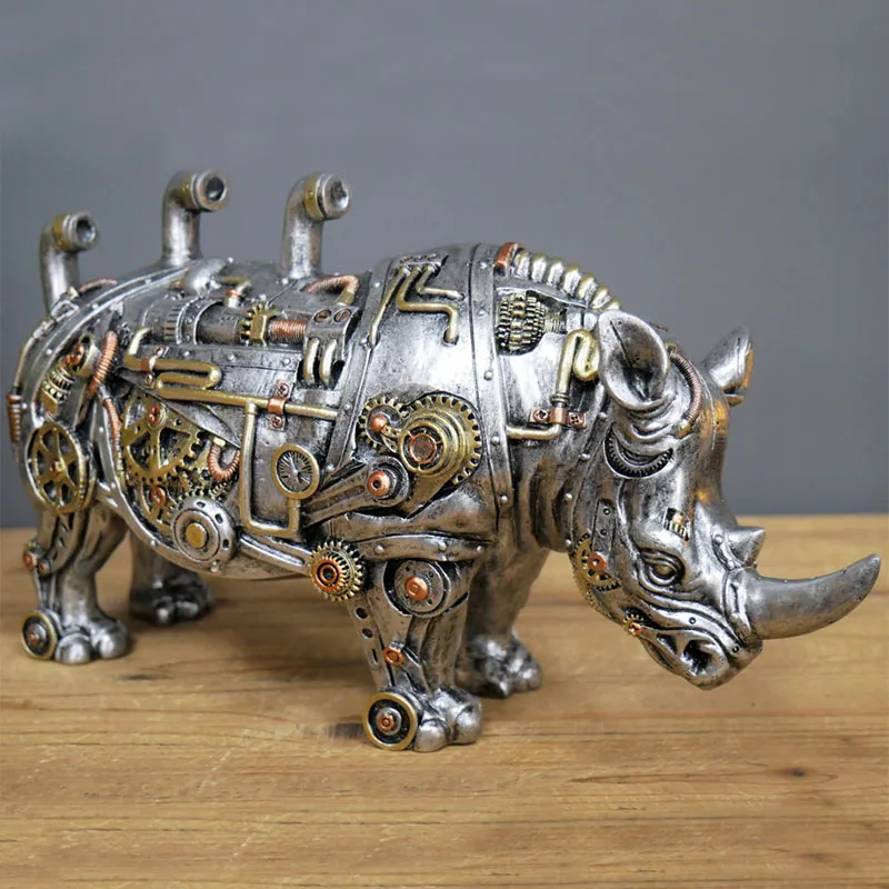 

Steampunk Mechanical Elephant Office Desktop Ornaments Resin Wolf Dragon Home Decor Statue Figurine Study Window Home Decoration