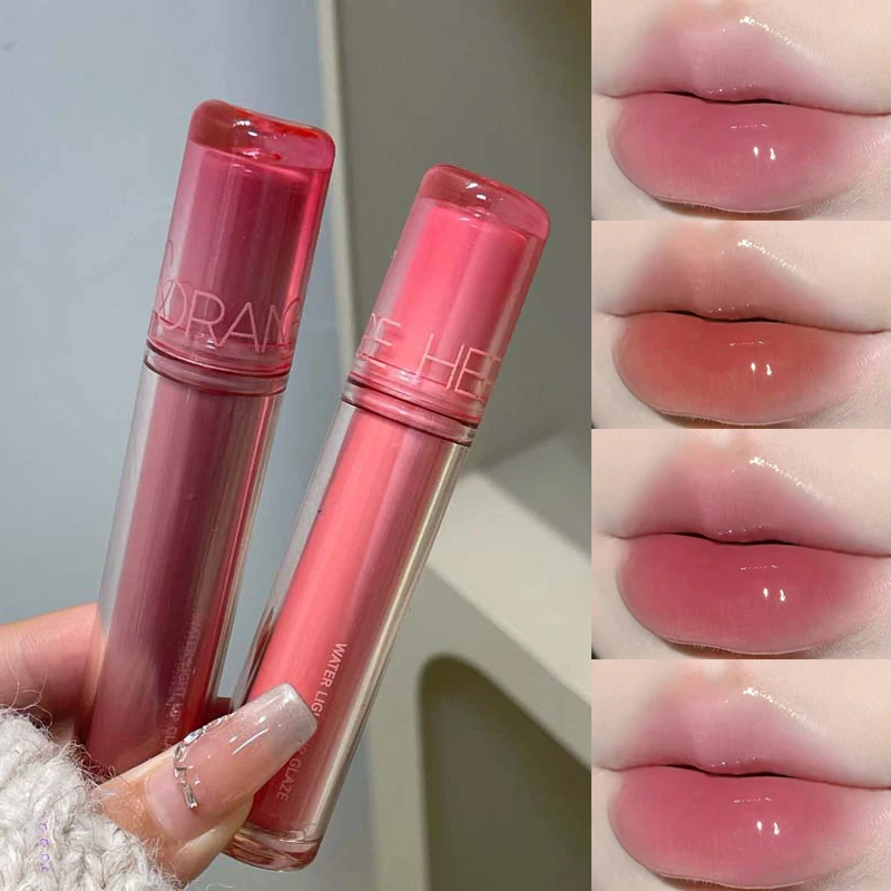 Brillo de labios con luz de agua, 8 colores, maquillaje, esmalte de labios de cristal, lápiz labial resistente al agua, hidratante, labios rellenos, tinte de labios no pegajoso