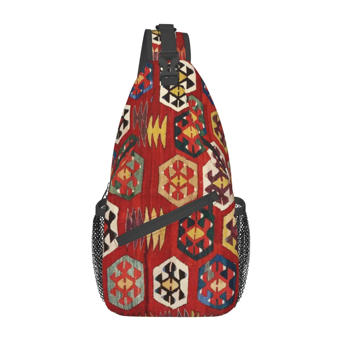 

Antique Turkish Mersin Kilim Sling Bag Chest Crossbody Shoulder Sling Backpack Outdoor Hiking Daypacks Ethnic Cool School Bags