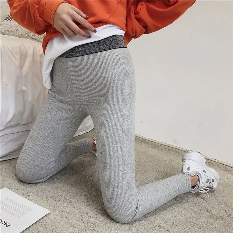 

New Women Sequined High Waist Legging Pants Korean Ladies Casual Leggings Elastic Trousers Female Spring Solid Elegant Pant