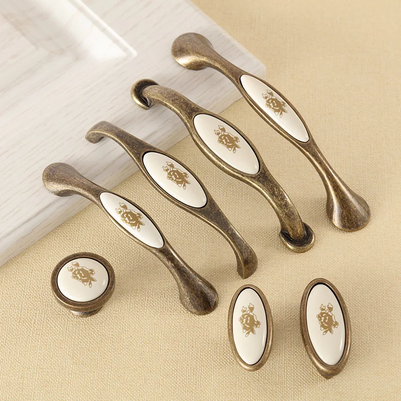 النمط الأوروبي العتيقة مقبض سيراميك خزانة خذاء خزانة الكتب خزانة ثقب واحد مقبض الأثاث إكسسوارات الأجهزة #3