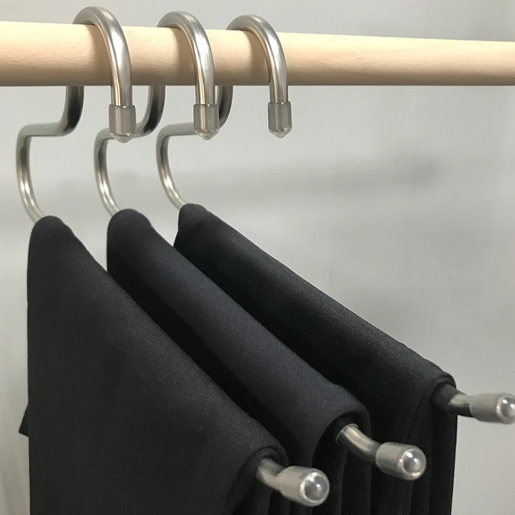 

6pcs Stainless PVC Non-slip Wardrobe Storage Rack Pants Pant Hangers For Closet Hanger Space-saving Closet Organizer