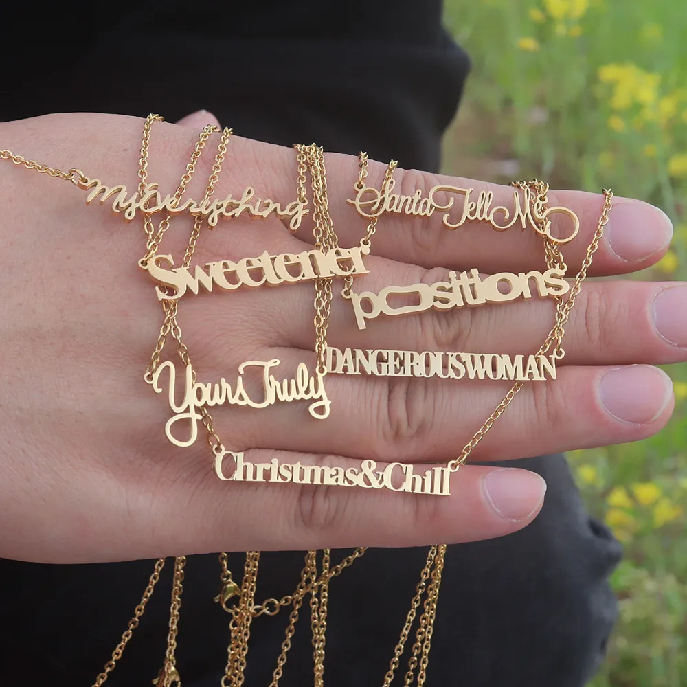 أريانا-قلادة الفولاذ المقاوم للصدأ بسيطة للنساء ، مجوهرات أريانا ، شكرا لك ، اكسسوارات الموضة ، المشجعين