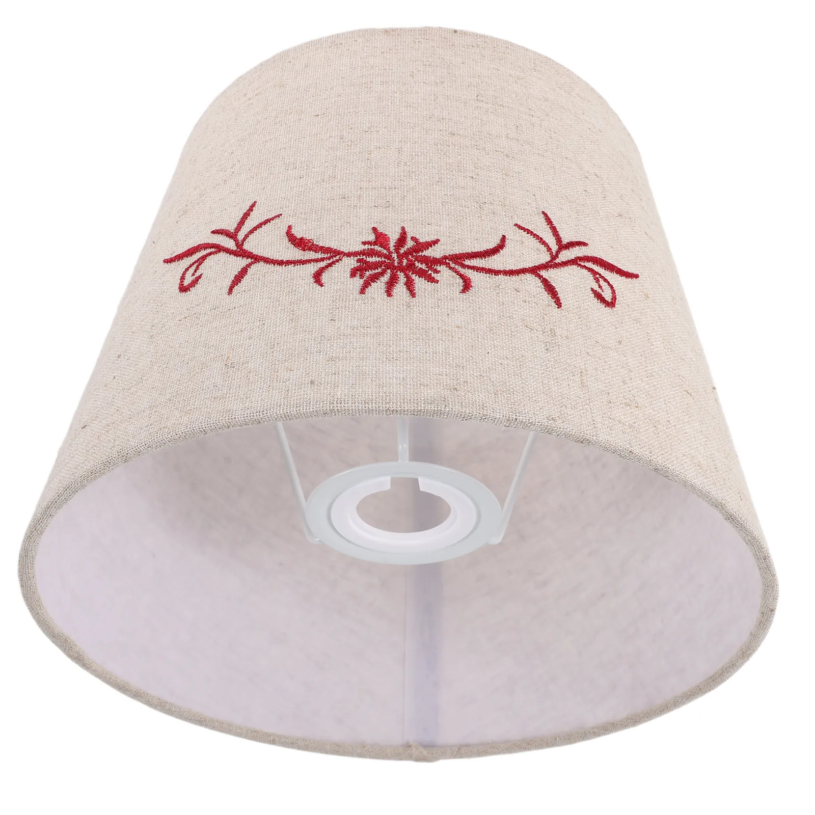 Linen Lamp Shade for Table Lamps E27 E14 Floral Embroidered Linen Fabric Small Lamp Shade Cover for Bedroom Office Living Room