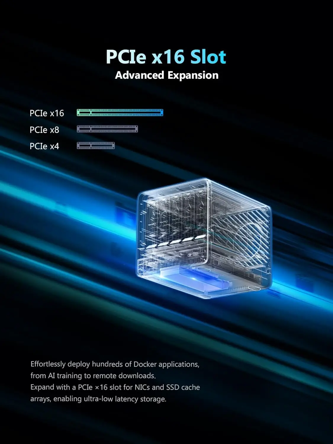 MINISFORUM N5 Pro Настольный компьютер с 5 отсеками AI NAS Ryzen AI 9 HX PRO 370 128 ГБ SSD 10 ГБE OCullink Сетевое хранилище Домашний компьютер