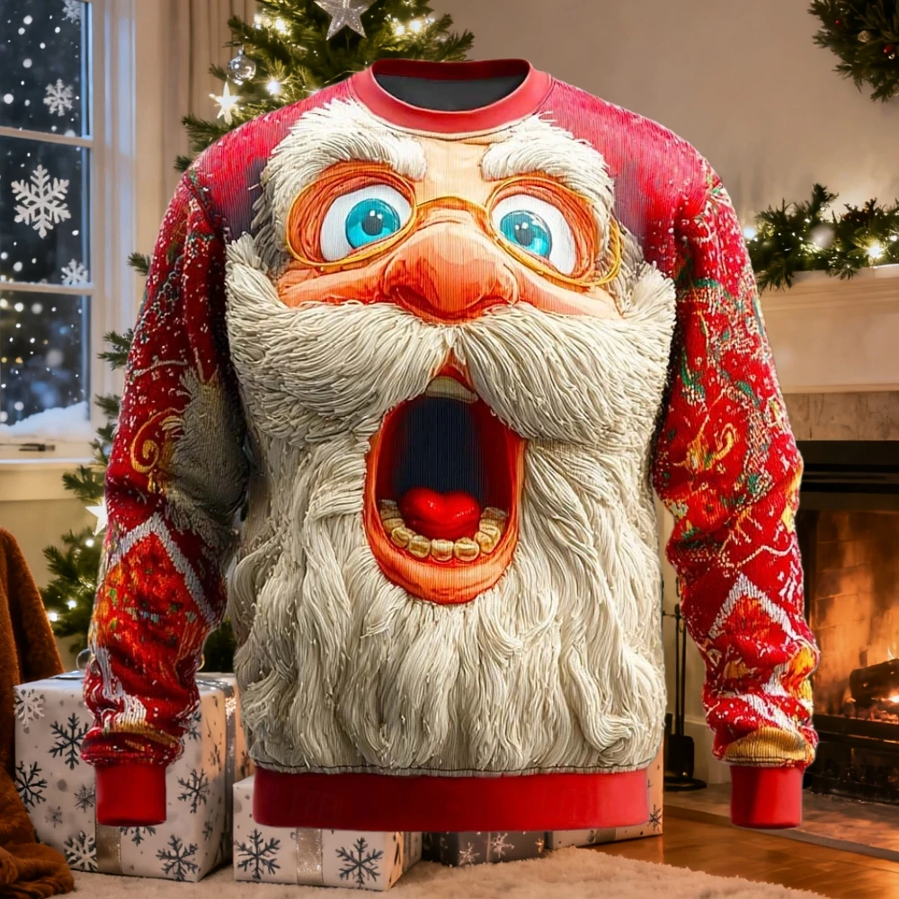 

Christmas Santa Claus 3D Print Men O-Neck T-shirt Casual Fashion Long Sleeve Oversized T Shirts Fashion Tops Trend Men Clothing