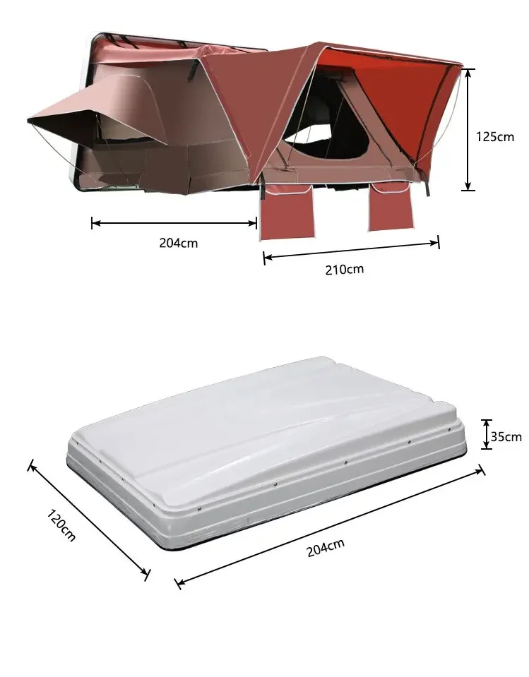 2025 Customized 2 3 Person Camping 4x4 Over Land Rooftop Tent, Side Opening ABS Hard Shell Roof Top Tent