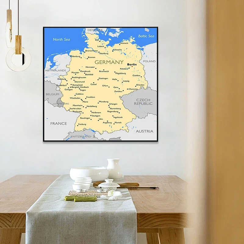 60*60cm The Germany Map Canvas Painting Unframed Print Wall Art Poster Living Room Home Decoration School Classroom Supplies