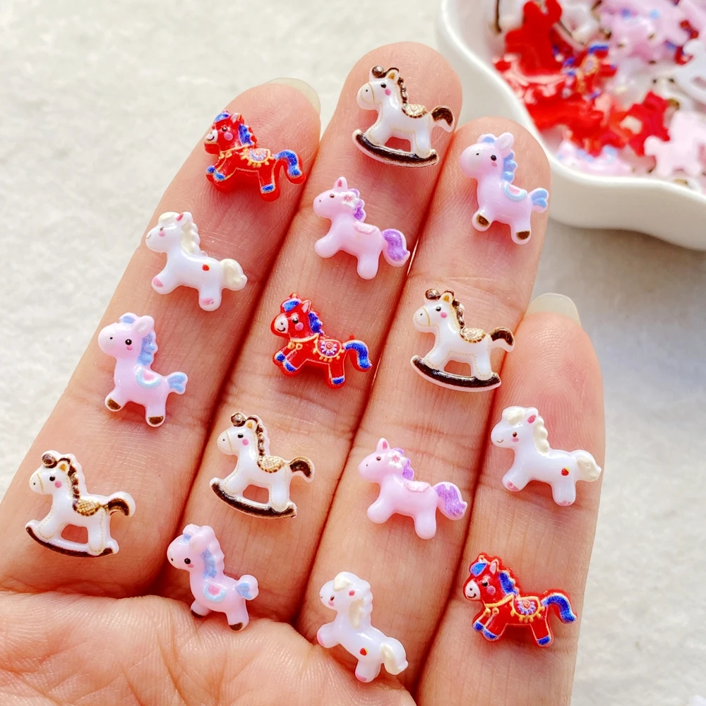 50 قطعة لطيف صغير الكرتون يونيكورن الحصان مسمار الفن السحر الإبداعية الملونة الراتنج مسمار الزينة DIY بها بنفسك دبوس الشعر الأظافر الحرف #1