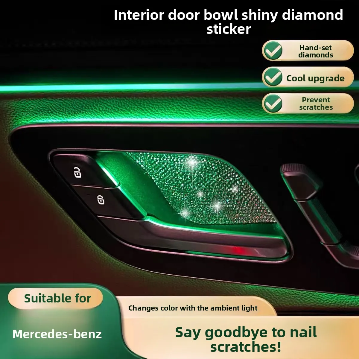 adesivos-para-macanetas-internas-de-carro-4-pecas--acessorios-de-interior-para-mercedes-e300l-c260l-glc300l-eqe-classe-s-2022-2026