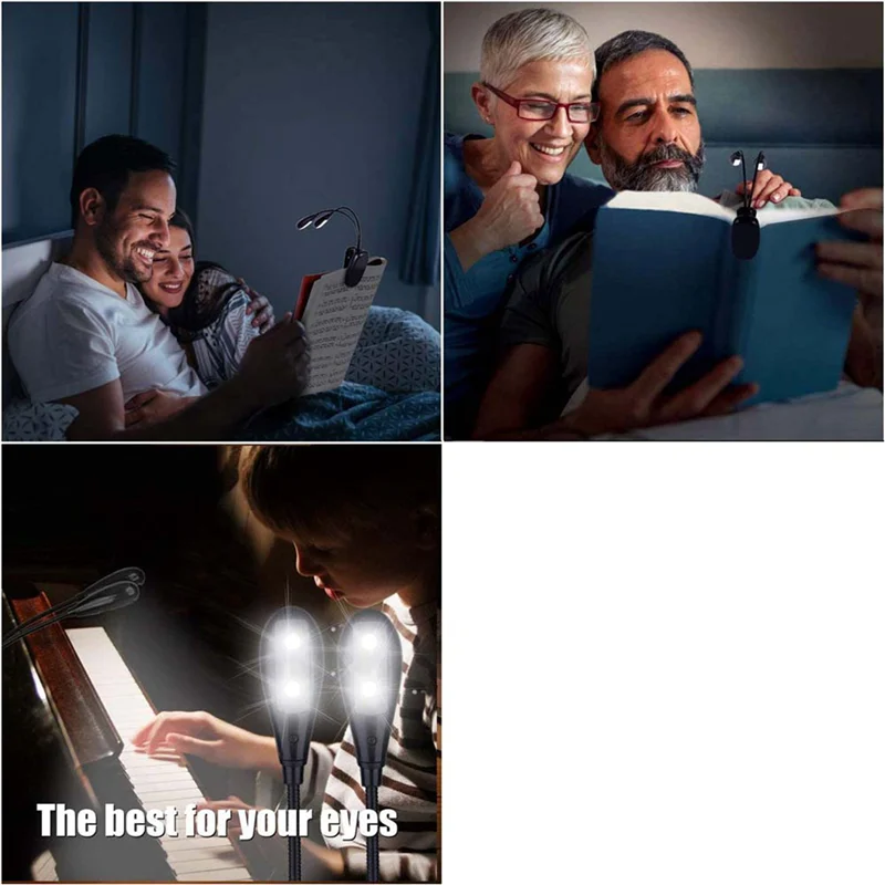 

8Pcs Music Stand Light Clip On LED Book Lights Dual Arm Reading Lights For Books In Bed 360 Degree Adjustable Clip