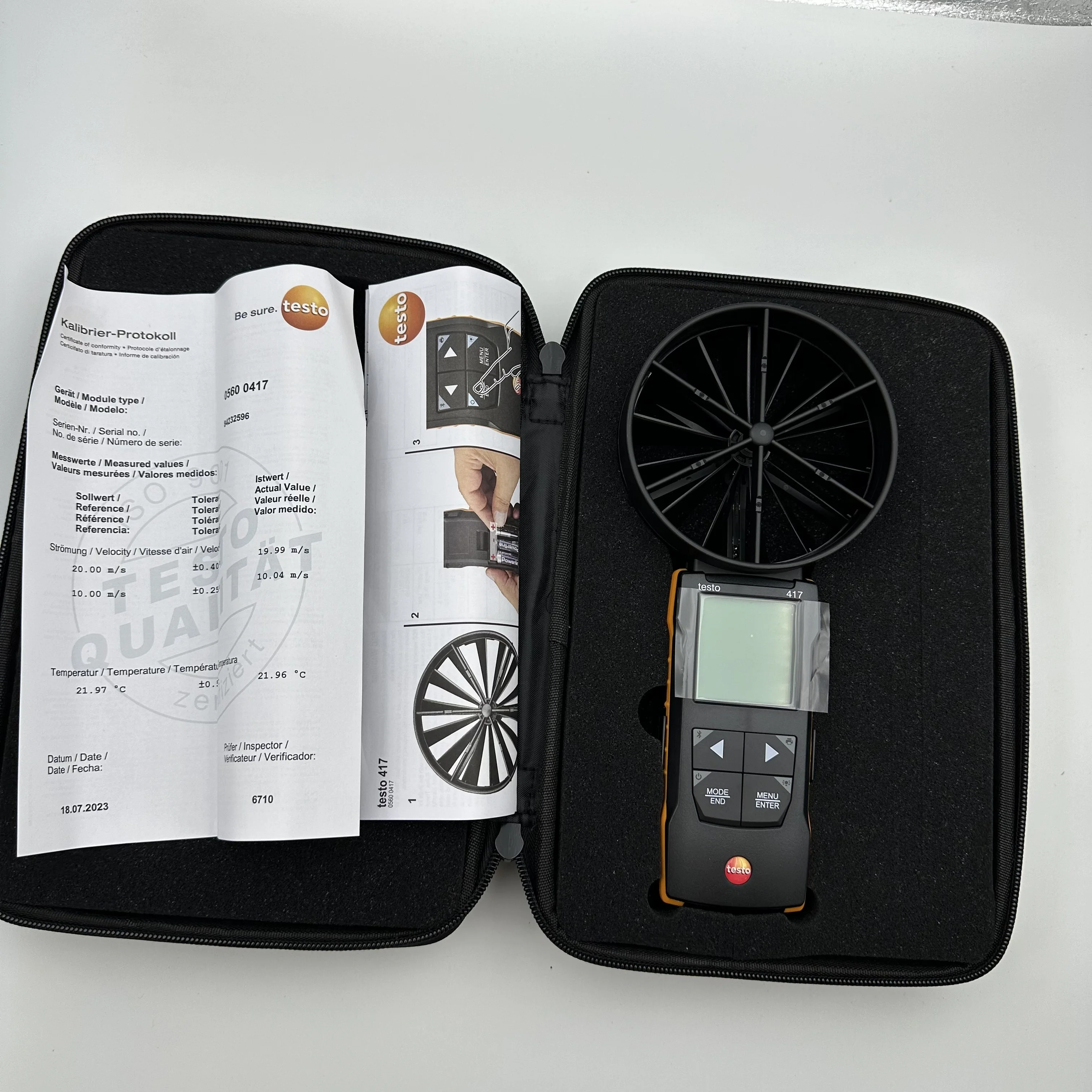 Air Flow, Volume Flow And Temperature Meter Testo 417 Digital 100 Mm Vane Anemometer