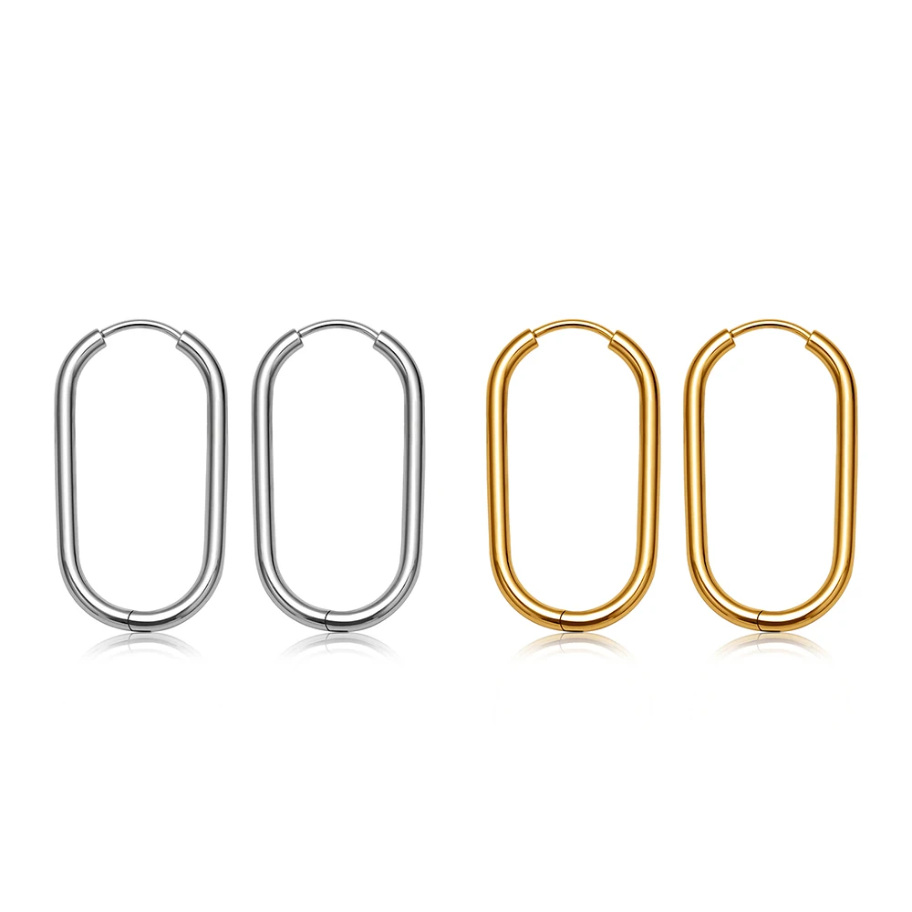 ASTM F136 titane Simple Rectangle en forme de U rond boucles d'oreilles 20G femmes hommes Cartilage Helix Tragus conque oreille Piercing bijoux