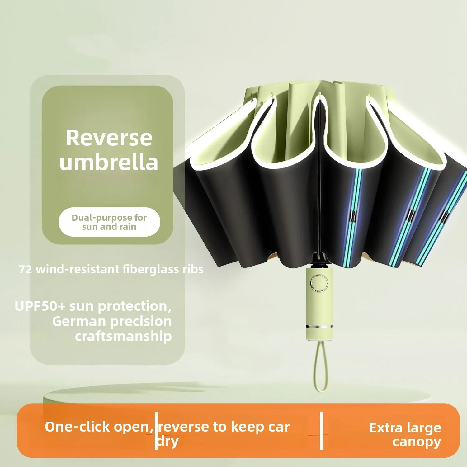 Automatic Reversing Large Double Person Rain Umbrella Windproof Sunshade Sunscreen Women's High-End Feeling Folding Umbrella