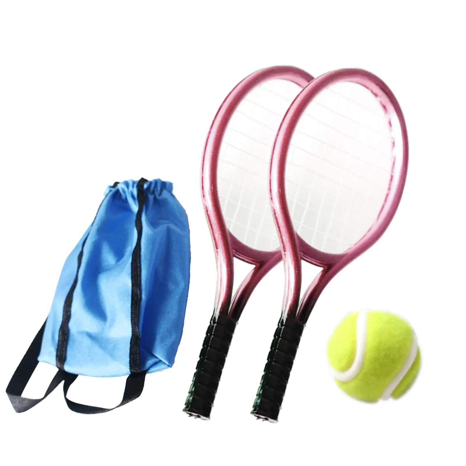 Miniature Tennis Racket and Ball Set Realistic Sports Toy for Miniature House Objects Fashion Doll Playset