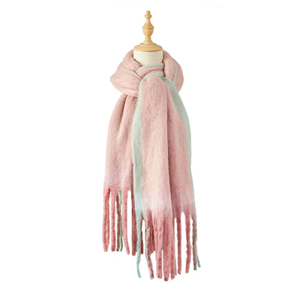 

Модный утолщенный женский шарф из искусственного кашемира, длинная шаль с кисточками, холодостойкая шаль в корейском стиле, теплая зима