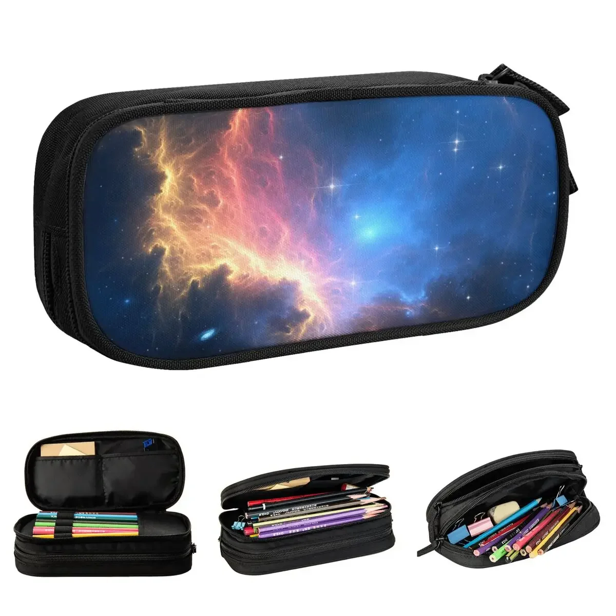 

Galaxy Nebula Pencil Cases Bedroom Space Stars Pencilcases Pen Holder Large Storage Bag School Supplies Gifts Accessories