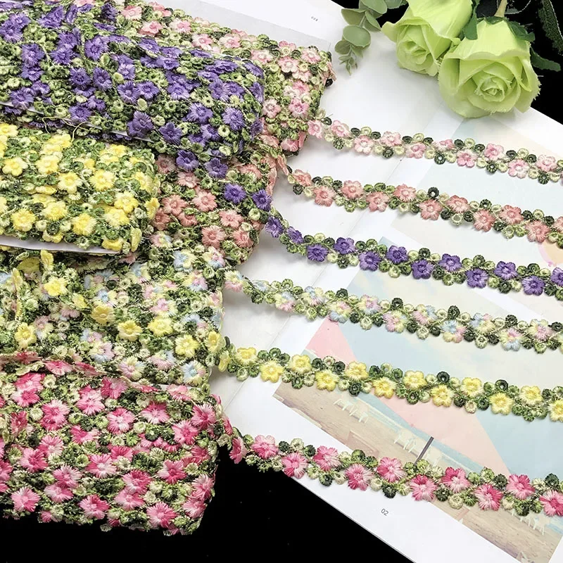 1 Yards Lace Trim Craft Flower Polyester Lace Fabric Venise Floral Embroidered Applique Decorated Lace Ribbon