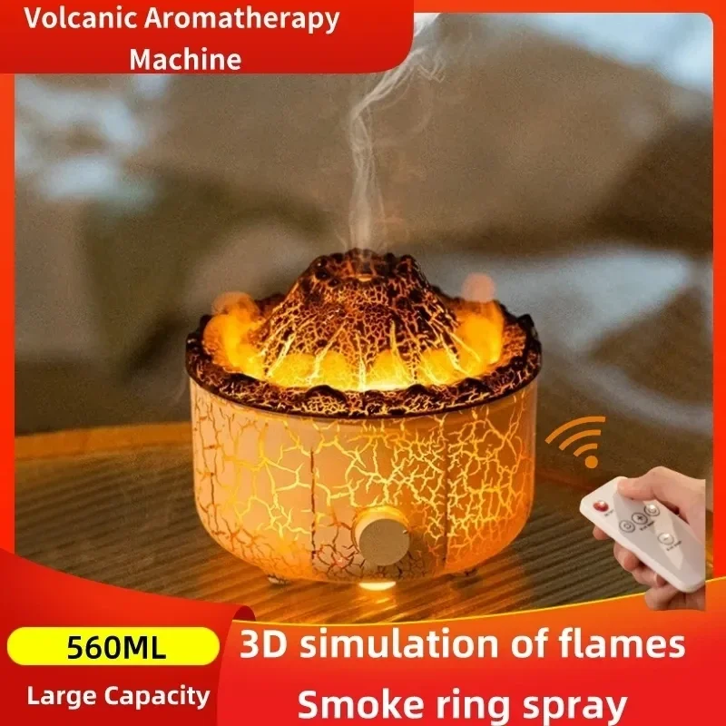 Diffuseur d'arômes de flamme constants ique portable, huile essentielle, humidificateur d'air, anneau de fumée mignon, lampe veilleuse, diffuseur de parfum, 560ml