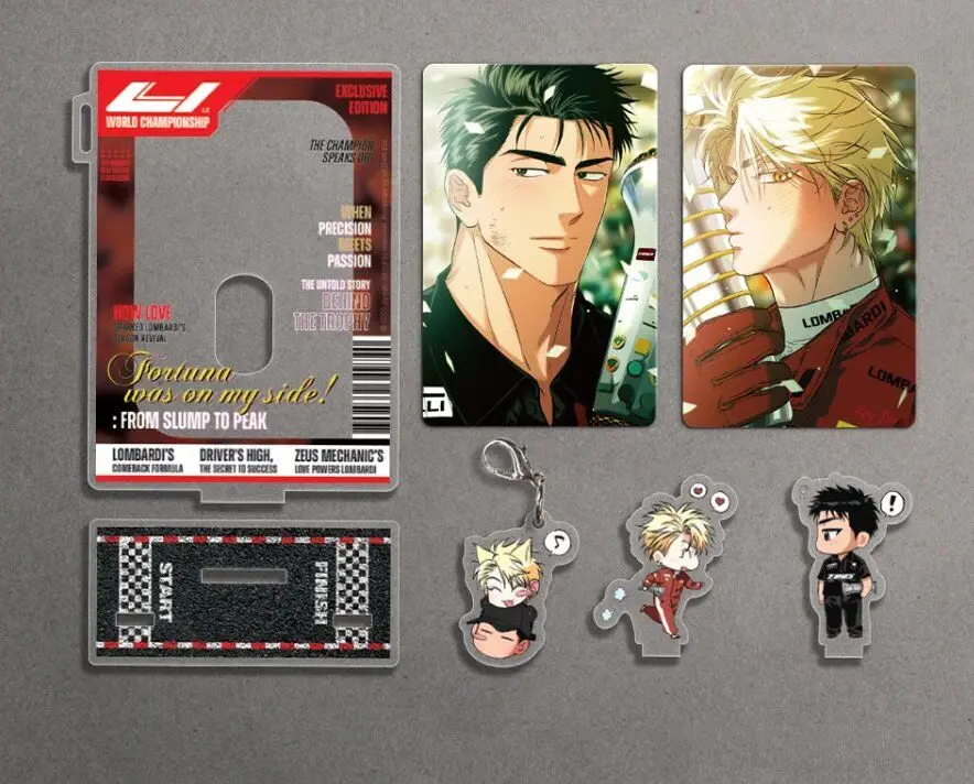 

Lezhin Comics Корейский BL Manhwa Driver's High Leo Lombardi&J.J. Набор ключей для небольших карточек с акриловой подставкой