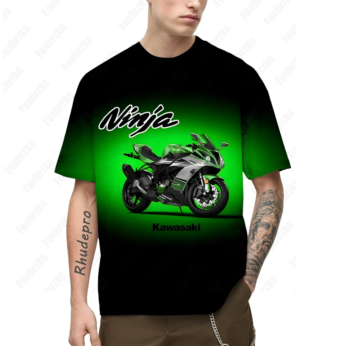 24/25 letni mężczyźni Kawasaki ciężki motocykl miłośnicy jazdy kulturowej t-shirt z nadrukiem 3D z krótkim rękawem Top treningowy dla