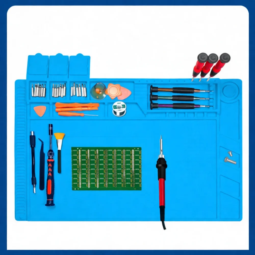 Magnetic Silicone Insulation Work Mat For Computer Phone Maintenance Soldering Station Heat Resistant Repair Desk Pad