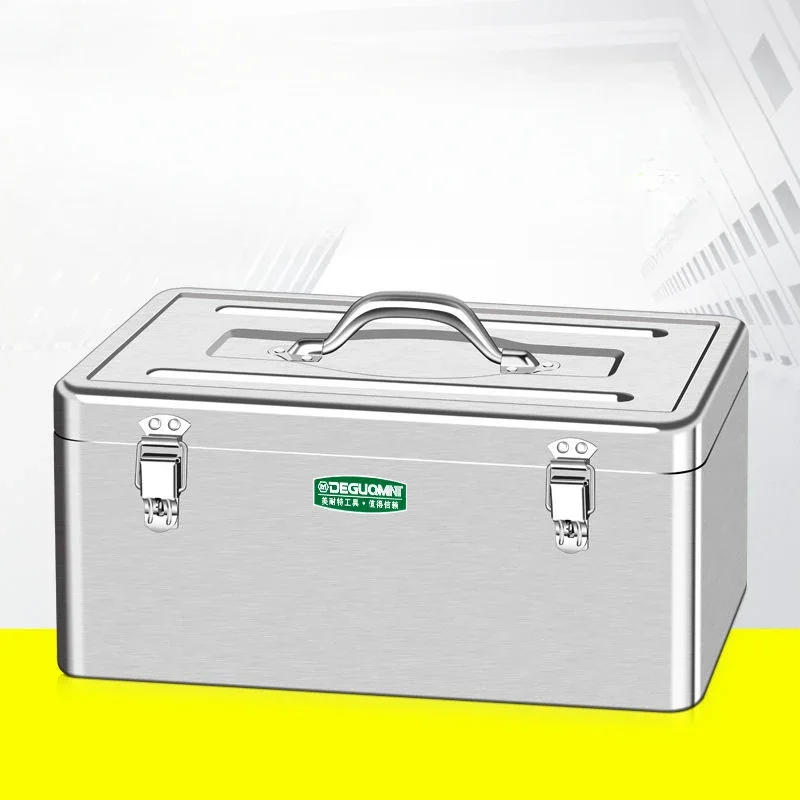 

Stainless Steel Toolbox Car Mounted Household Multifunctional Portable Large-sized Thickened Metal Sheet Box Locking Holes