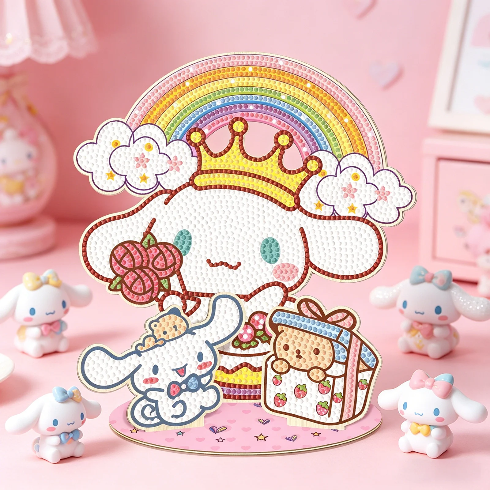 

Sanrio Cartoon Diamond Painting Stand Ornament DIY Bling Rhinestone Kuromi Hello Kitty Cinnamoroll Desktop Tabletop Decor Kids