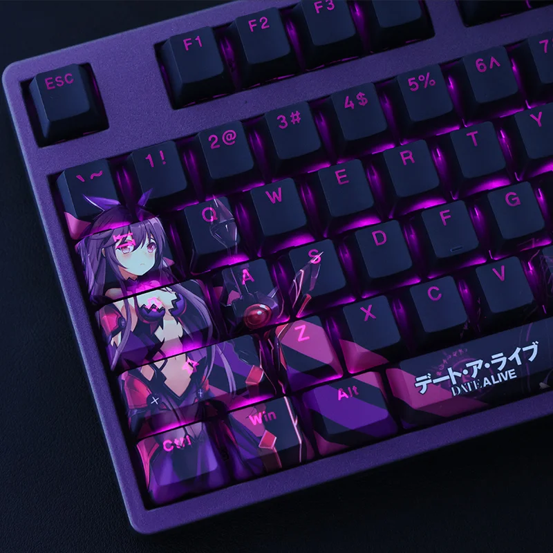 1 Set PBT Dye Subbed Keycaps Two Dimensional Anime Key Caps OEM Profile Backlit Keycap For DATE A LIVE Princess Yatogami Tohka