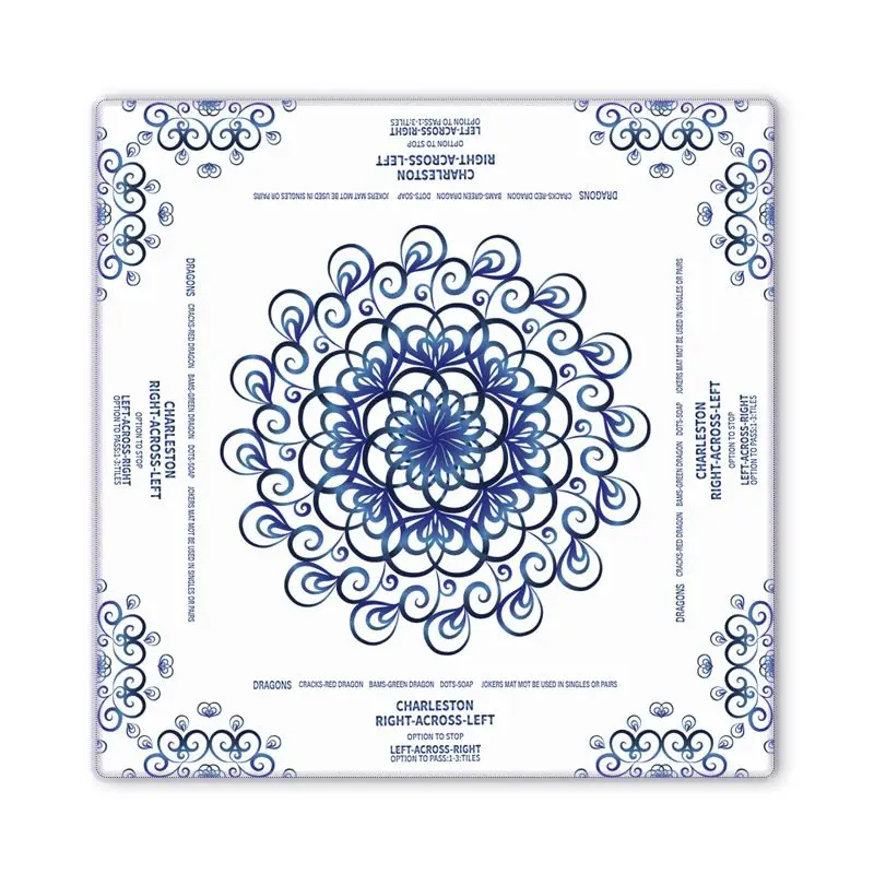 American Pink Elegant Mandala Curling Grass Mahjong Table Mat Anti-Slip Noise Reduction for Card Game Playing Room Decor