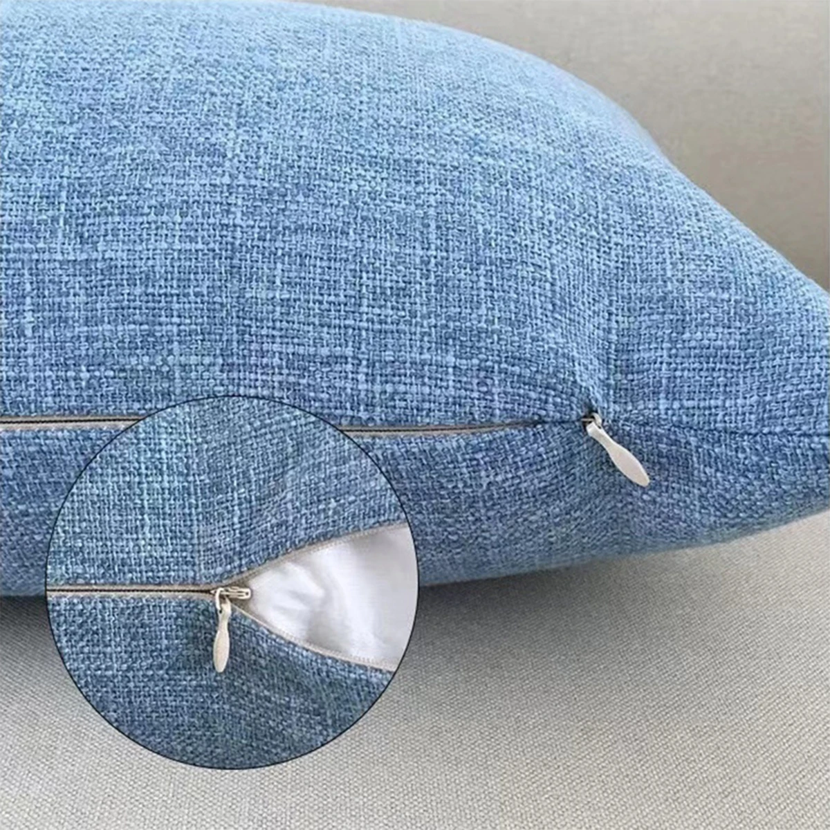 Packung mit 2 einfarbigen dekorativen Leinen-Kissenbezügen, einfach, bequem und weich, zur Dekoration von Sofa, Wohnzimmer und Schlafzimmer – Detail 7