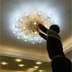 Modern Flush Mount Gold Black LED K9 Crystal Ceiling Chandelier Lights Fixture for Living Room Bedroom Kitchen Lamps