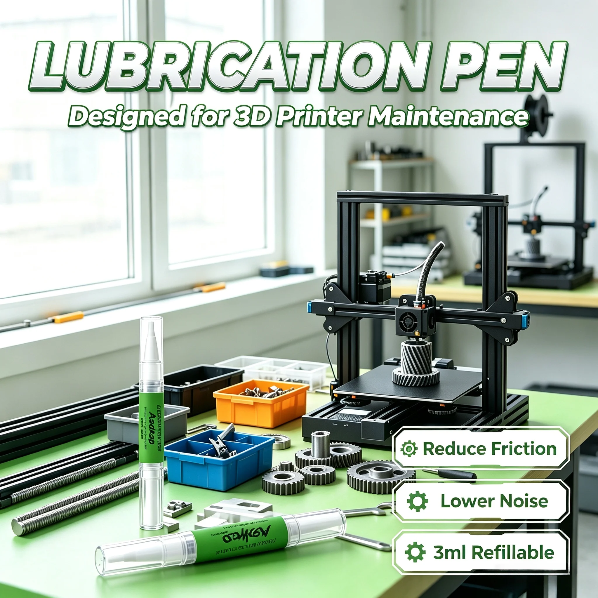 Refillable Lubrication Pen Empty Lube Tube Pen for 3D Printing Workshop Machine Reduce Friction Lower Noise Machine Grease Pen