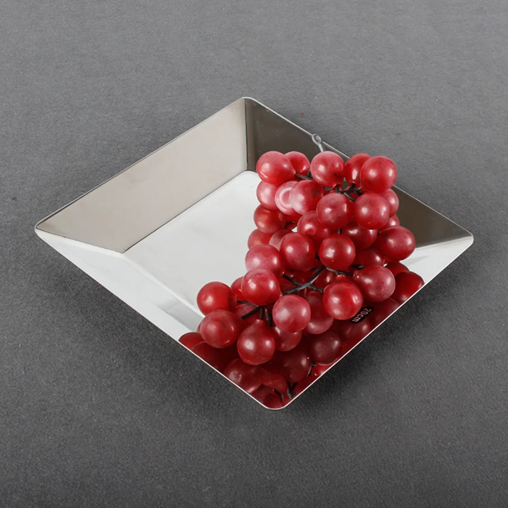 

Premium Stainless Steel Square Plate Heavy Duty Food Serving Tray for Fruits Snacks Bbq Dinner Home Kitchen Tableware Decor