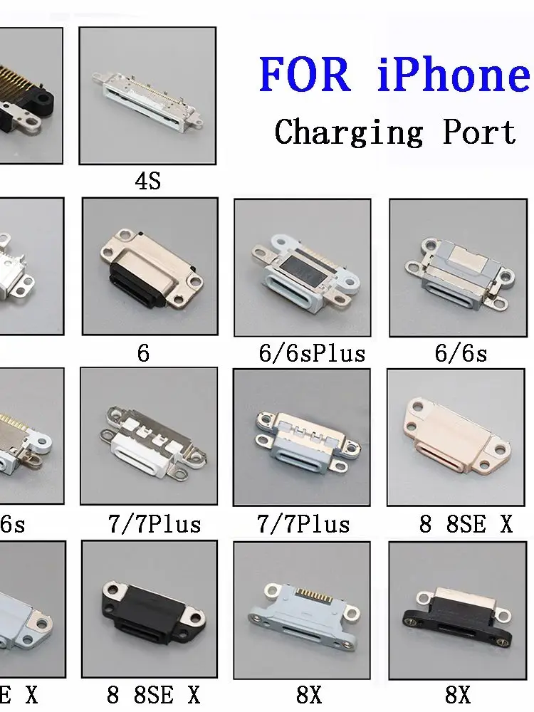 cltgxdd 1 sztuka DLA iPhone 4S 5 6 6S 6sPlus 7 7Plus 8 8SE X 8X Wtyczka portu ładowania USB, gniazdo zasilania, wymiana złącza gniazda — zdjęcie 2
