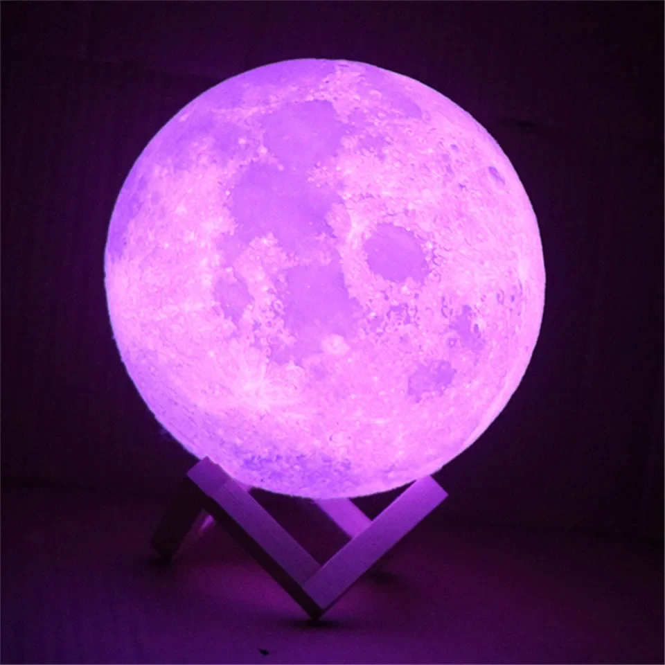 USB 3D Print Moon Lamp Touch Sensor LED Night Light Bedside Lamp Light Bedroom Romantic Table Lamps 3/16 Color Change Home Decor