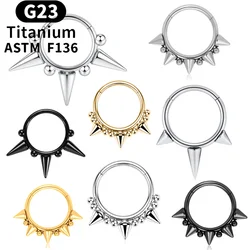Anillo de tabique de titanio G23, Piercing de nariz, cono, punta, hélice, cartílago, Clicker, Tragus, pendientes, joyería corporal, nuevo