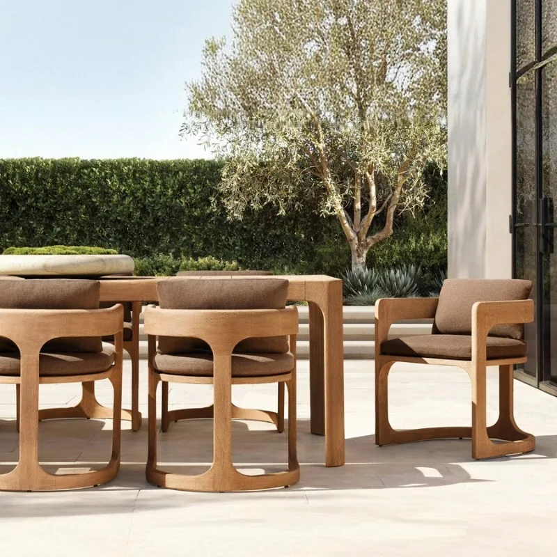 Sofa leisure waterproof courtyard garden coffee table outdoor teak sofa sun protection 2