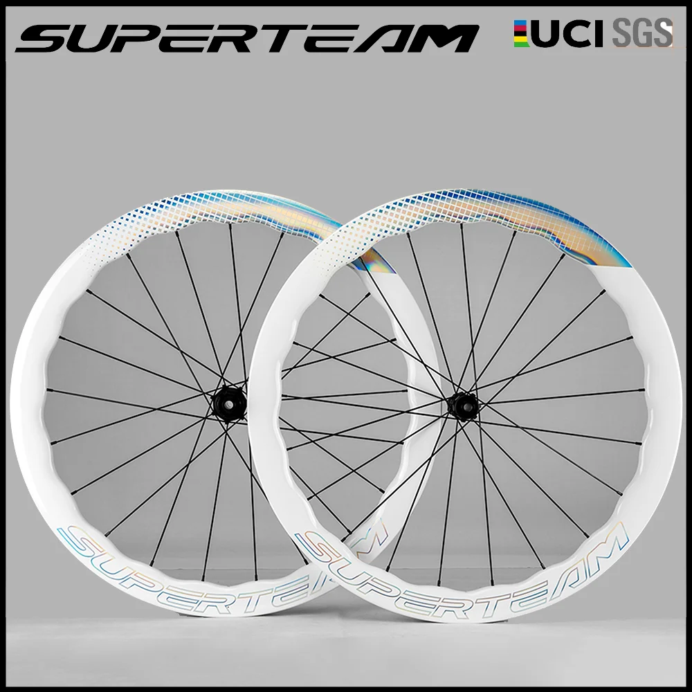 

Superteam 700c Carbon disc front and rear wheels tubeless road bicycle racing bike wheelset