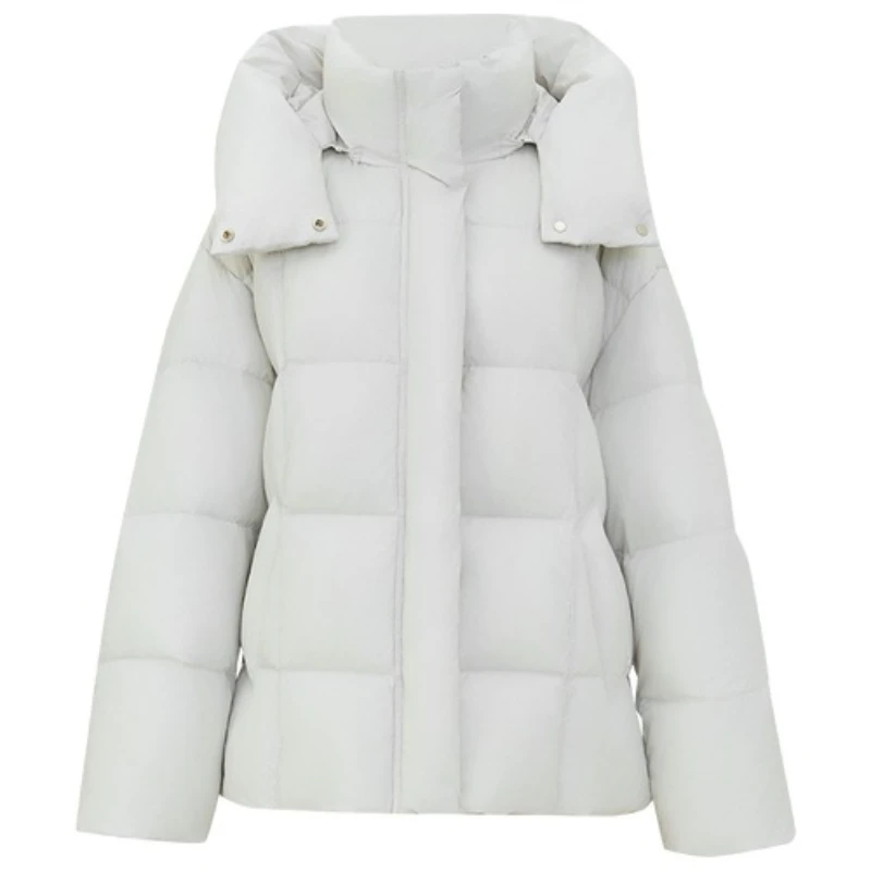 SENTUBILA Women's Zero-Pressure Solid Puffer Jacket Winter 2025 Lightweight Warm Graphene Loose Fit Short Down Coat W54YC1882