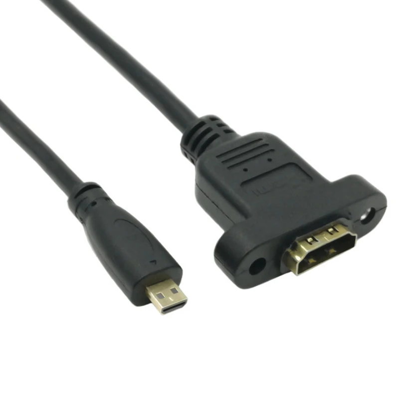 30cm Mini HDMI-Compatible Male to HDMI Micro HDMI Female Extension Connector Screw Lock Panel Mount HD AV Camera Cable