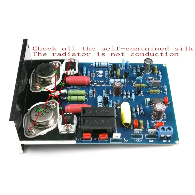 2pcs QUAD405 클론 오디오 전력 증폭기 보드 MJ15024 100W * 2 스테레오 오디오 증폭기 DIY 키트 각도 알루미늄 T006으로 조립