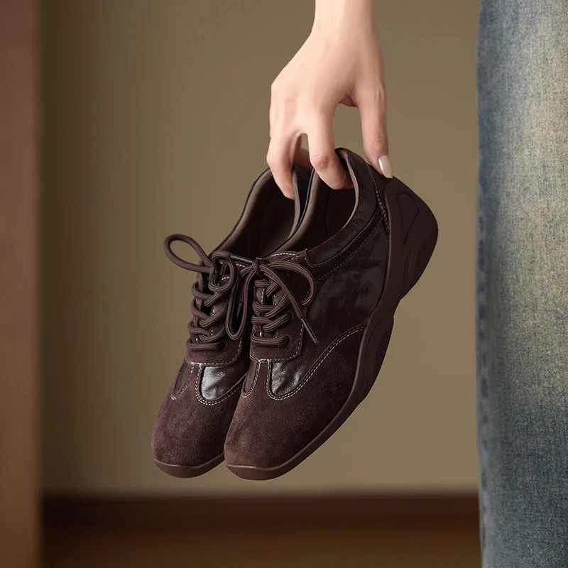 AIYUQI 2026 New Women's Loafers Anti Slip Laceup Sneakers Women Comfortable and Stylish Female Shoes