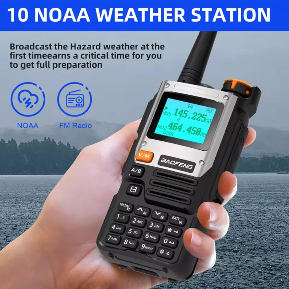 

Baofeng UV-K61 Рация для самолетов Многодиапазонный NoAA с шумоподавлением Беспроводная копия частоты VOX FM-радио 2600 мАч Батарея USB-C