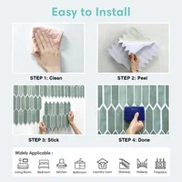 1/10pcs 3D Tile Sticker, Self-adhesive 3D Green Tile Backsplash for Kitchen and Bathroom, Waterproof Mold Resistant, 30x30cm 5