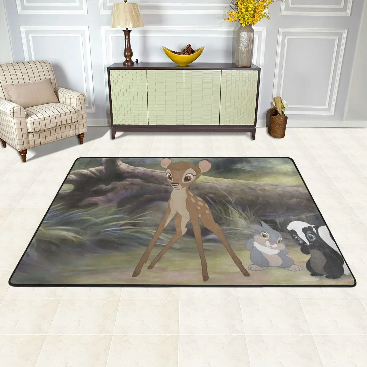 Disney Bambi And Friend Carpet For Home Living Room Sofa Modern Art Velvet Soft Floor Carpets Anti Slip Custom DIY Rug