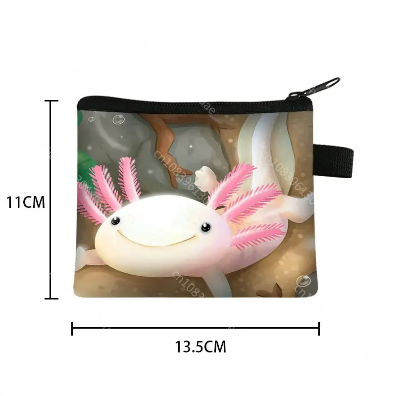 Kawaii Cartoon Gamesolotl Gamer Coin Bags Axolotl Women Purses Small Handbag Boys Girls Coin Purse Credit Card Holder Money Bag